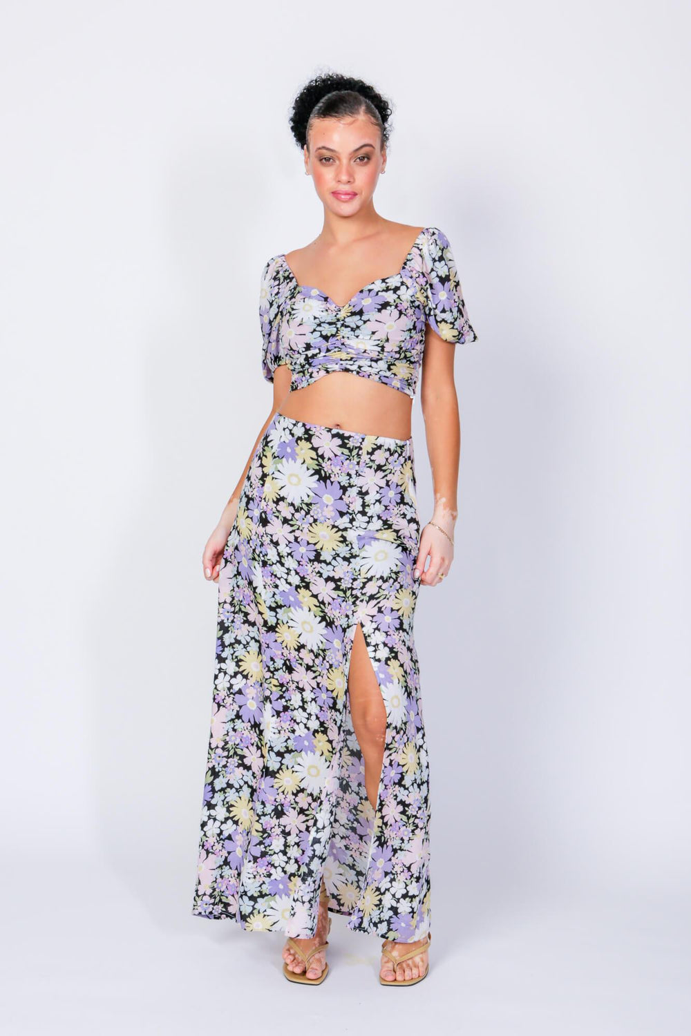 LuvMeMore Sonny Cher Crop Top and Skirt Two Piece Set Purple 1x 16w 18w